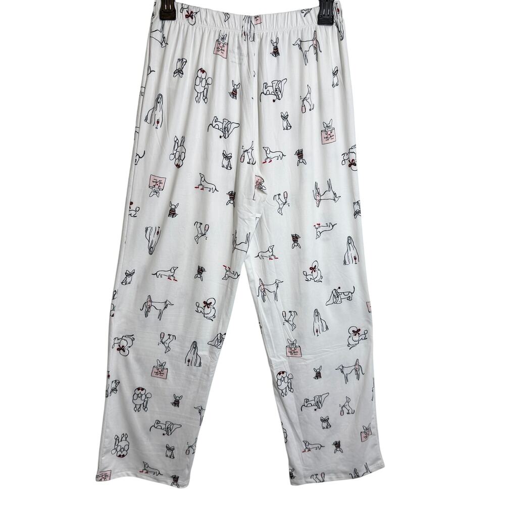 NWT Kate Spade Cream with black dogs pattern pajama set size S - Picture 10 of 12